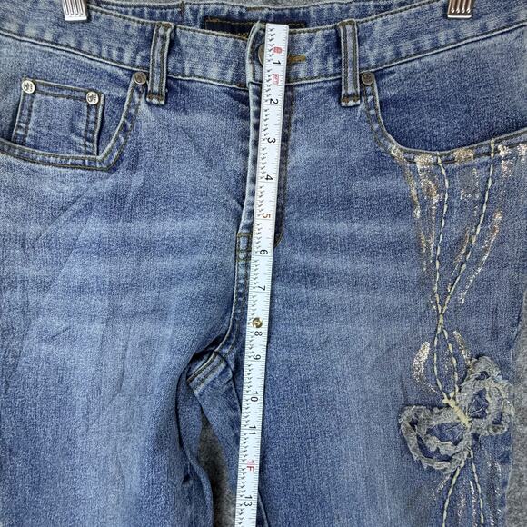 Vintage Y2K Casa Jeans Womens 28 Blue Flare Glitter Sparkle Girly Bow Butterfly - Picture 8 of 11
